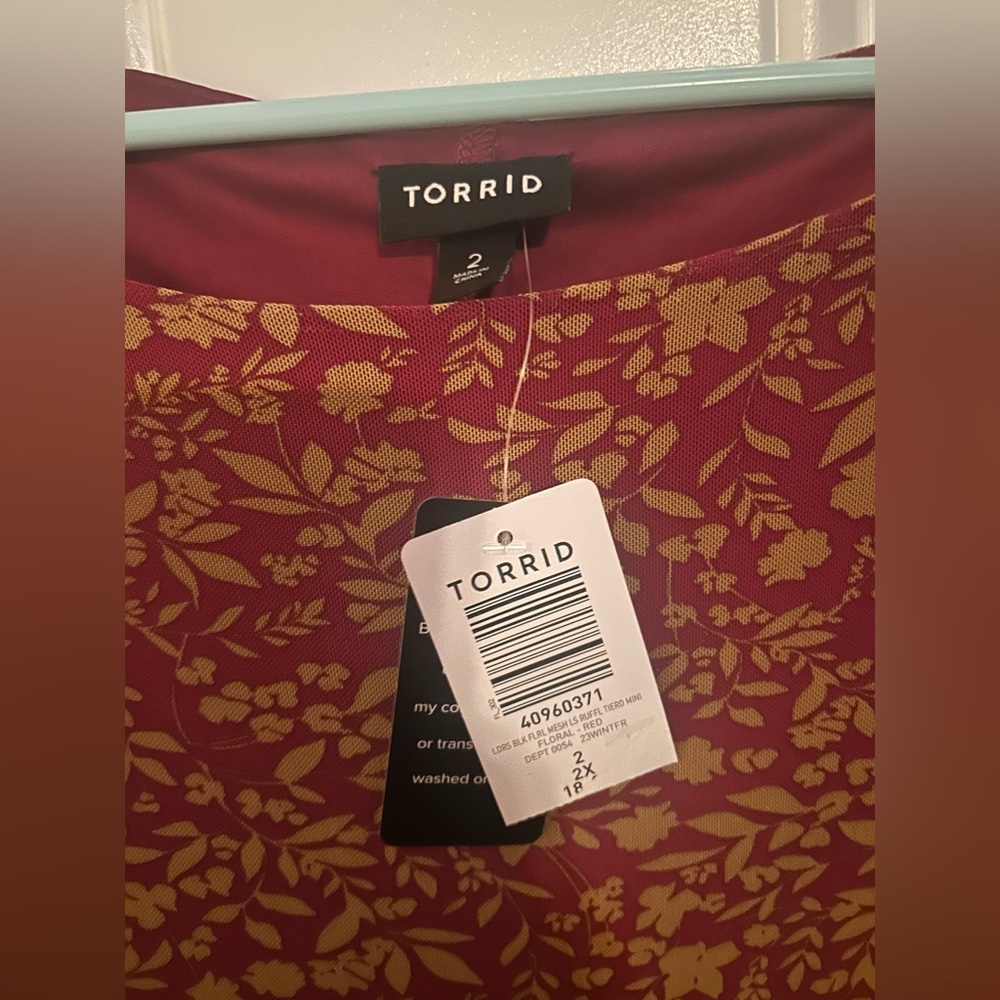 Torrid Red Floral Mesh Mini Dress - Picture 10 of 12